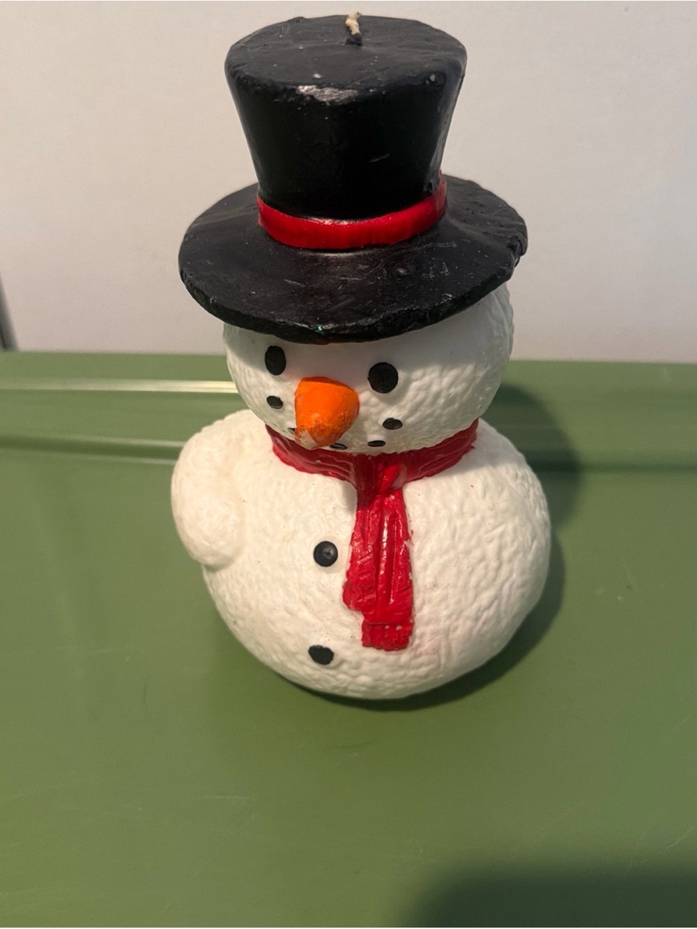 primitive vintage snowman candle